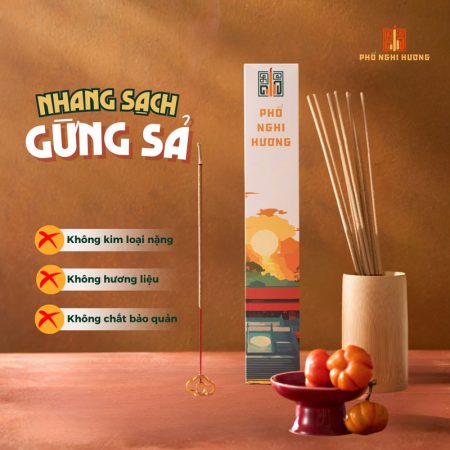 Nhang Sạch Gừng Sả 30cm   Hộp 100G