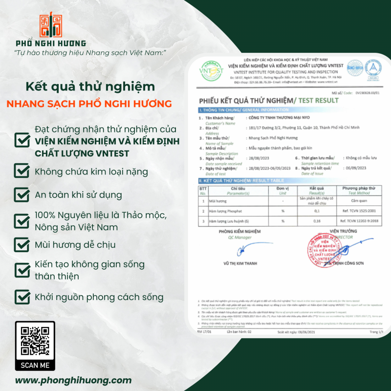 Kết Quả Test Nhang Hương Bài Phổ Nghi Hương